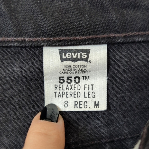 Levi's 90's Vintage 550 Classic High Rise Relaxed Fit Tapered Leg Jeans Black 8 - Picture 8 of 15